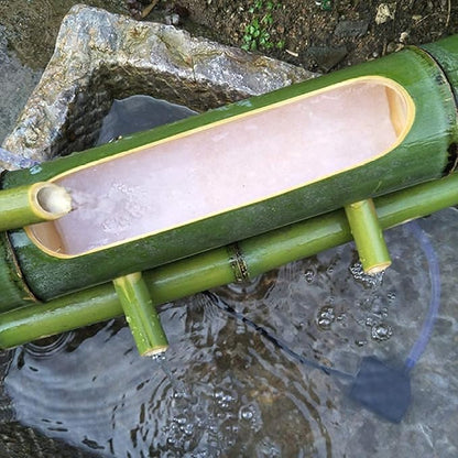 Bamboo Fountain Watergarden Handmade Pump Sculpture Statue Arts and Crafts Ornaments Waterfall Outdoor Japanese Pond Fish Tank Courtyard with Pump,40Cm Ornaments (35Cm)