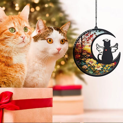 BamLue Cat-Angle Suncatcher Loss Sympathy Gift, 2-Layer DIY Memorial Sun Catcher, Pet Bereavement Gift, Gifts for Loss of Cat in Loving Memory