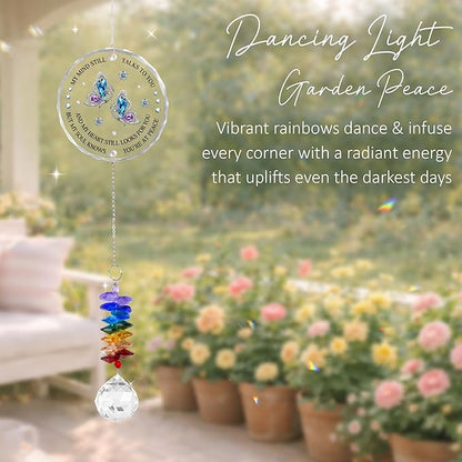 Glass Suncatcher Ornament - Memorial Gift for Loss of Loved One - My Mind Still Talks to You - Bereavement Keepsake - Crystal Rainbow Maker - Mother's Day for Mom Dad