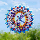 Hummingbird Metal Wind Spinner, 9 Inch Hanging Garden Decor for Patio, Porch, Balcony or Yard, Colorful Hummingbird Gift for Women, Mom, Grandma or Wife