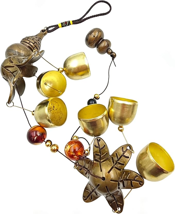 Metal Gourd Double Layer Lucky Wind Bell for Good Luck Wealth and Safe， Window/Door/Home Pendant Wind Chime Chinese Feng Shui Bell(Meaning Good Fortune and Good Fortune)
