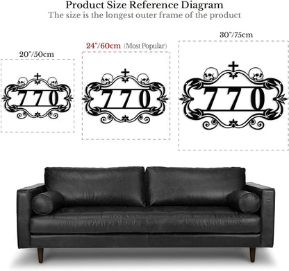 Personalized Gothic House Number metal Signs,Custom Address Number Metal Wall Art Decor,Black Plaques Outdoor wall Decorative Signage,Shed(8-30 Inches) (Skull)