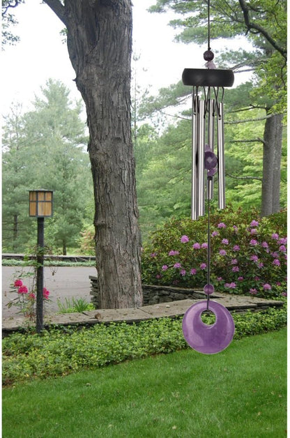 Woodstock Chimes Signature Collection, Precious Stones Chime, 12'' Amethyst Décor Designs - Small Chimes Wind Chimes for Outdoor, Patio, Home or Garden Décor (PSAM)
