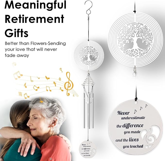 Retirement Wind Chimes, Happy Retirement Gifts for Woman, Personalized Retired Gifts for Men, Coworker, Nurse, Boss, Doctors, Teacher V01