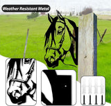 Peeping Metal Horse Wall Art - Garden Fence Decorations for Outdoor, Farmhouse Yard Art, 11.65" x 9.06" Black Horse Silhouette for Tree, Fence, or Barn (Screws Included)