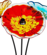 Dale Tiffany AS23098 Fiore Bloom Hand Blown Glass Flower Art Glass Sculpture with Metal Stand for Indoor Garden Patio Decoration, Multi Color, 3-Plate 22" Tall