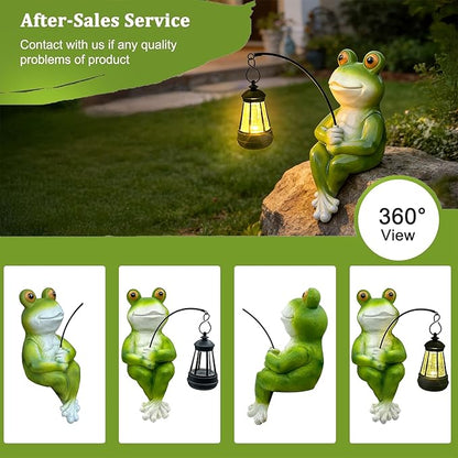Teaeeno Solar Garden Statues Loving Frog Garden Decor Figurine Lights for Outside, Yard Decorations Outdoor Patio Decor, Gardening Gifts for Women