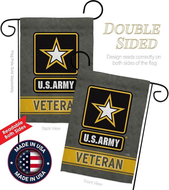 US Army Veteran Garden Flag - Armed Forces Rangers United State American Military Retire Official - House Decoration Banner Small Yard Gift Double-Sided Made in USA 13 X 18.5