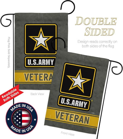 US Army Veteran Garden Flag - Armed Forces Rangers United State American Military Retire Official - House Decoration Banner Small Yard Gift Double-Sided Made in USA 13 X 18.5
