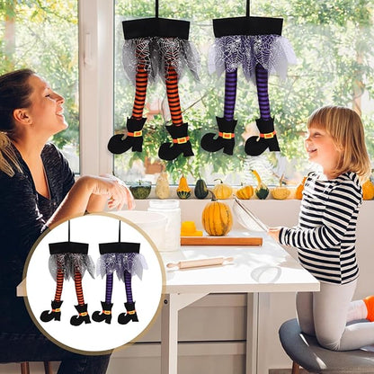 Happyyami 2Pcs Halloween Witch Legs Wicked Witch Legs with Shoes Stuffed Witch Halloween Decorations for Halloween Outdoor Indoor Decor (Random Color)