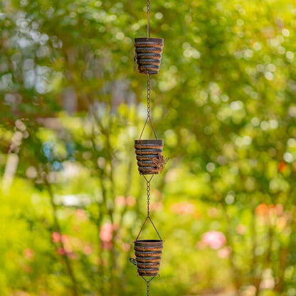 Zaer Ltd. Ornate Hanging Rain Chains (Bronze Finish, Bumble Bee Hives)