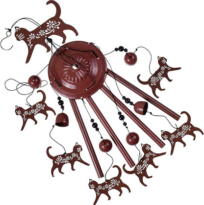 Coffee Color Cat Wind Chimes - Gifts for Mom, Home, Garden, Balconies, Rooms, Patio, Indoor, Outdoor Decoration - Memorial Chimes, Wind Catcher, Outside Bells Decor