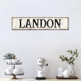 Madcolitote Rustic Landon Wood Signs Landon Street Signs Customized Vintage Wood Plaque Farmhouse Wall Art Wall Decor for Home Bars Clubs Cafes Man Cave Party 4x18in