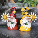 HONGLAND Gnomes Decorations for Yard - Metal Gnome Outdoor Decor Bee Ladybug Garden Statue- Christmas Decoration Thanksgiving Holiday Lawn Patio Yard Stakes (Set of 2)