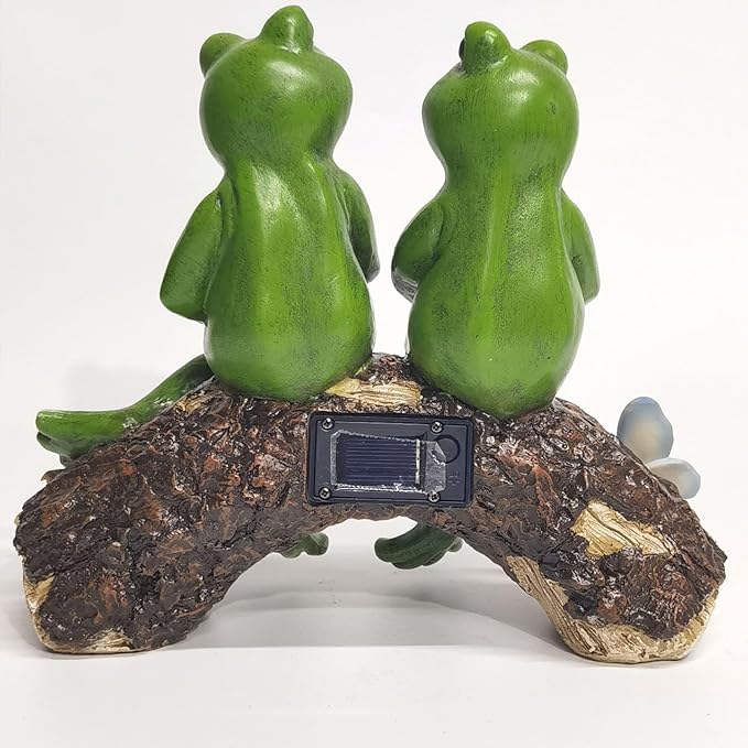 Couple Frogs Garden Statue - 9" Weatherproof Outdoor Yard Decor