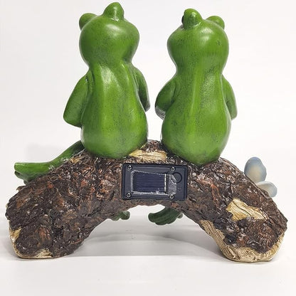 Couple Frogs Garden Statue - 9" Weatherproof Outdoor Yard Decor