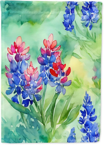Caroline's Treasures Texas Bluebonnets in Watercolor House Flag Large Porch Sleeve Pole Decorative Outside Yard Banner Artwork Wall Hanging, Polyester, House Size, Multicolor