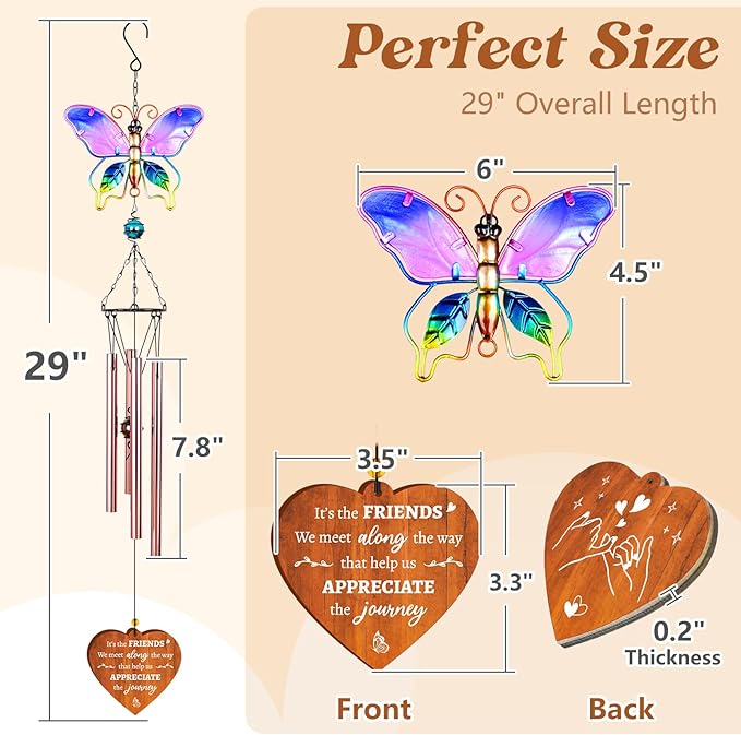 Friend Gifts for Women, Best Friend Wind Chimes, Birthday for Best Friends Woman, Friendship Gift, Soul Sister, Bestie, Long Distance Gift