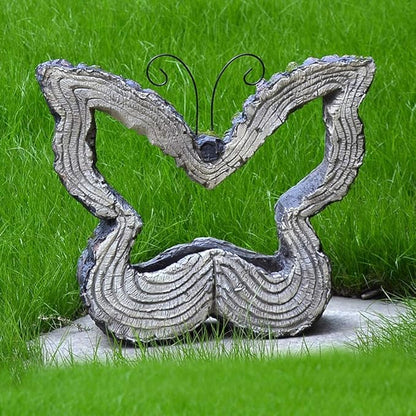 Garden Statues Outdoor Decor Balcony Figurine Outdoor Statues Garden Butterfly Flower Stand Statue, Garden Animal Flowerpot Sculpture, Outdoor Farm Lawn Decorations(A)