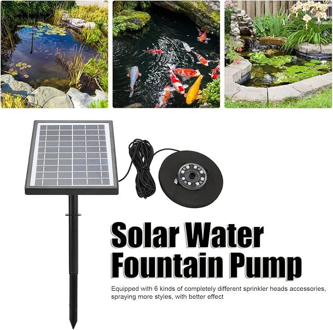 Pilipane Solar Fountain Pump with Battery Backup 5000mAh, 7W Solar Bird Bath Fountain with LED Lights, Solar Birdbath Fountain Pump for Pond, Fish Tank，Fountains Garden Decor