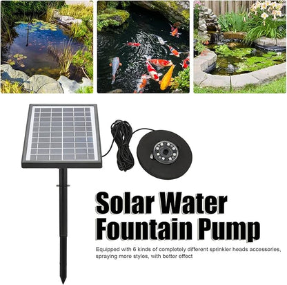 Pilipane Solar Fountain Pump with Battery Backup 5000mAh, 7W Solar Bird Bath Fountain with LED Lights, Solar Birdbath Fountain Pump for Pond, Fish Tank，Fountains Garden Decor
