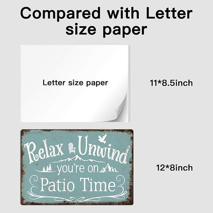 Putuo Decor Funny Patio Signs And Decor Outdoor Home Patio Wall Decor Vintage Relax Unwind You're On Patio Time Tin Signs Patio Signs For Outside Backyard Porch Bar Decor 8x12 Inches