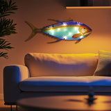 LIFFY Metal Fish Wall Decor,36" Large Tuna Wall Art with Led Lights,Indoor Outdoor Mounted Nautical Hanging Decorations for Home Garden Patio,Gift for Coastal Decor & Ocean Lover