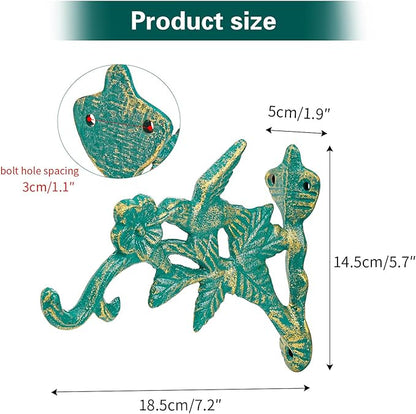 Sungmor Cast Iron Hanging Plant Brackets Decorative Plant Hanger, 2 Pack Green Wall Mounted Flower Pot Hooks, Outdoor Bird Feeder Hanger, Vintage Garden Hooks for Wind Chimes, Lanterns, Birdhouse