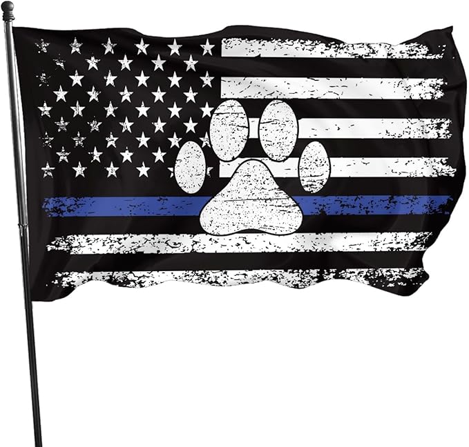 American Police Dog Flag 3 X 5 Ft Police K9 Flag Polyester with Brass Grommets For Lawn Patio Yard Garden Home Outdoor Decor Fade Resistant Banner