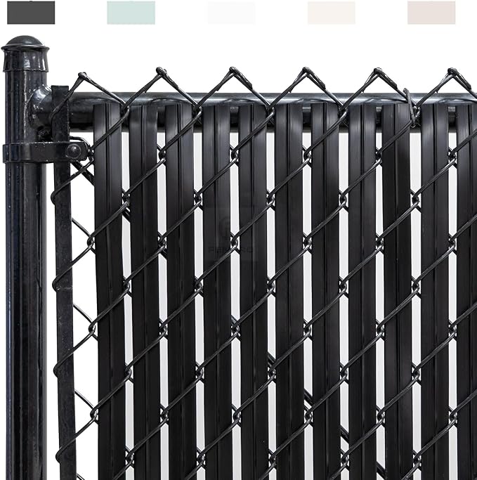 Chain Link Fence Privacy Blade Slates with Bottom Lock 5x10 Ft Black for Gardening, Privacy, Outdoor Wall, Balcony, Patio, Yard, Safety Fence Screen Cover for Dog, Cat, Pet Hedge Slats