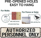 Standard Authorized Personnel Only Door/Wall Sign, Sign for Door, Ensures Public Do Not Enter Restricted Areas - Private Access/Authorized Personnel Only, 4x16 Inch Tin Sign