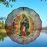 Virgin Mary Prayer Wind Spinner, Metal Wind Spinners Outdoor Indoor, Virgin Mary Hanging Garden Decor for Outside, Stainless Wind Spinners for Yard and Garden 10 inch 3D (25.76X25 CM)