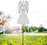 E-view Metal Angel Garden Stakes Antiqued Decorative Angel Stake with Heart - Outdoor Iron Lawn Art Yard Sign Patio Backyard Decor (1 Piece)
