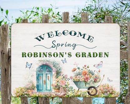 Personalized Metal Signs with Name Made in USA Custom Vintage Garden Sign Waterproof Vintage Decorative Metal Print for Wall Decor Customized Home Garden Ideas Gifts Artwork Prints for Yard Ourdoor
