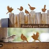 OULYDEKO 5PCS Rusty Birds Decoration,Outdoor Bird Wall Decor,Metal Birds Yard Decor, Metal Birds Craft Statue Ornaments - Garden Sculptures and Yard Art, Fence Decorations Outdoor,Rustic Garden Decor