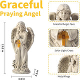 Angel Solar Garden Statues: 12.5” Cemetery Decorations for Grave Praying Angel Figurines for Outdoor Lawn Yard Patio Decor Memorial Gifts for Women