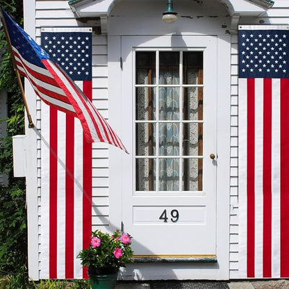 2Pack 65Inch Patriotic American Flags Door Bunting Banner Memorial Day Decoration Hanging Outside Porch Bunting Red White Blue Banner Outdoor Décor 4th of July USA Decor Pulldown for Veterans Labor Presidents Flag Election Day