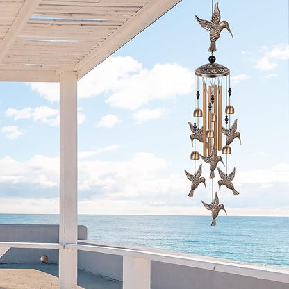 Solawindchime Outdoor Hummingbird Wind Chimes, Hummingbirds Bronze Wind Chimes, Gift Wind Chime, Hummingbird Wind Bell Gifts for Women, for Home, Garden, Indoor, Outdoor Decoration, Garden Wind Chime