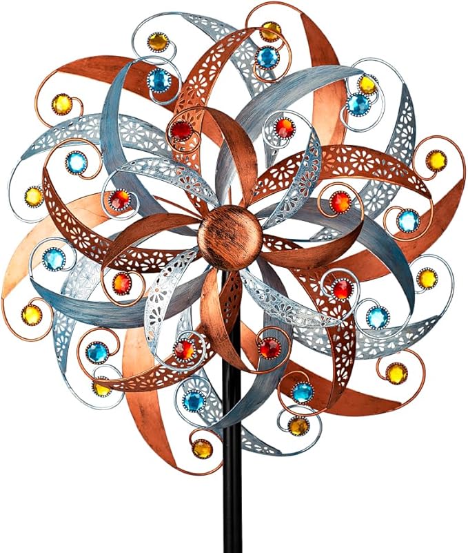 DREAMYSOUL Large Wind Spinner Outdoor, 20 Inches Dia Vintage Metal Windmills, Kinetic Wind Spinners & Sculpture for Yard and Garden