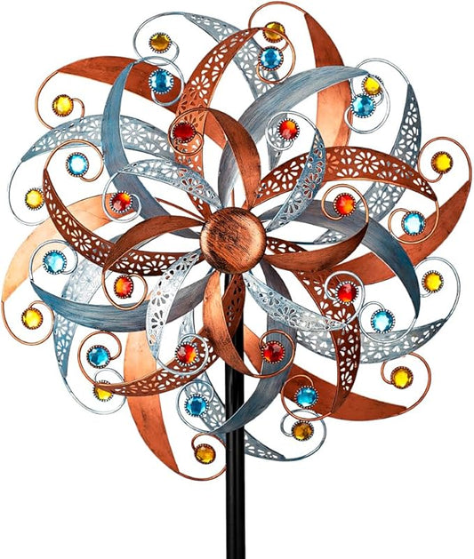 DREAMYSOUL Large Wind Spinner Outdoor, 20 Inches Dia Vintage Metal Windmills, Kinetic Wind Spinners & Sculpture for Yard and Garden