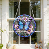 8 Inchacrylic Window Hanging, Forget Me Not Flower Stained Glass Suncatcher, Window Decor, Plant Lover Gift for Women, Best Friend, Family, Colleague, Classmate (232)