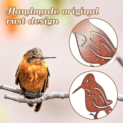Rusty Metal Bird Garden Ornaments Weather Outdoor Decoration for Patios Yard Landscape Art Durability Outdoor Metal Animal Sculptures