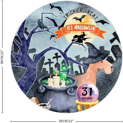 Retro Metal Sign 12"x12",Happy Halloween Scary Night Grave Witch Bats Trick Or Treat Dog Aluminum Tin Metal Sign for Home Living Room Bedroom Garden Farm Patio Decor Wall Art Poster