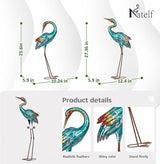 Natelf Crane Statues for Garden Decor, Blue Heron Sculptures, Metal Large Birds Lawn Sculptures & Statue for Patio Pond, Yard Decorations, Set of 2