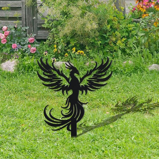 WADORN Phoenix Rising Metal Decorative Garden Stakes, Funny Bird Metal Outdoor Statues Weatherproof Garden Decoration Ornament Gifts Bird Outdoor Yard Decor for Backyard Pathway Patio Lawn Walkways