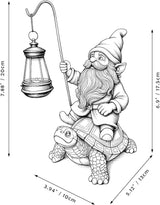 Outdoor Garden Gnome, Funny Lawn Gnome Statue Decorations, Solar Gnome Riding Turtle Figurines Ornament for Patio, Balcony, Yard, Iutdoor Office Home Decor, Mom Grandma Sisters Gifts