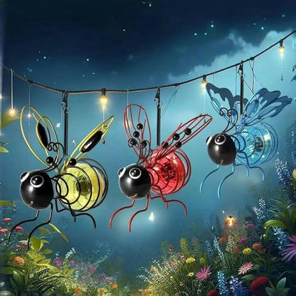 Solar Bees Lights Outdoor, Hanging Bee Solar Garden Light,2025 New Solars Bees Simulation Lights, Waterproof Bumble Bees Solars Light for Party Festivals Garden Decor Birthday Gifts (Red 2pcs)