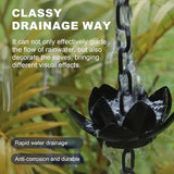 Upriver Lotus Rain Chain,3.93ft Black Iron Rain Chains for Gutters,Rust Resistant Rain Catchers for Divert Water and Indoor,Outdoor Decoration