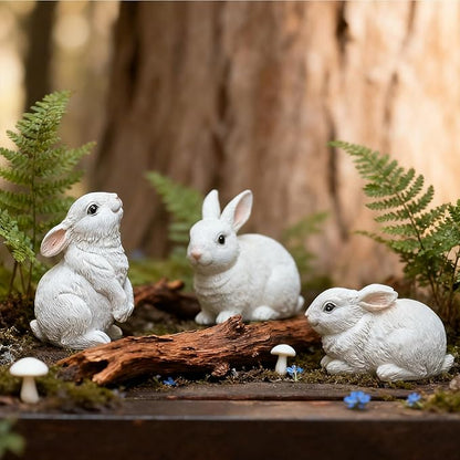 Bunny Decor Yard Decorations Outdoor, Set of 3 Resin Garden Rabbit Figurines, Yard Animals Statue, Bunny Statue for Home Garden Easter Decorations, Easter Rabbit Figurines mom Gifts