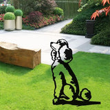 Adorable Dog Stake Decoration Yard Garden Outdoor Poodle Lawn Decor Metal Art Dog Silhouette Decoration Steel Dogs Statue Adorable Ornament Gift (Poodle)